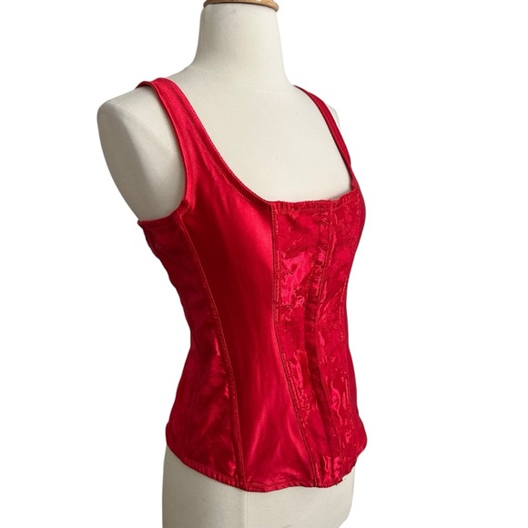 EMPIRE Intimates Red Satin Jacquard Corset Top Lingerie Victorian Edwardian 40 - Picture 6 of 16